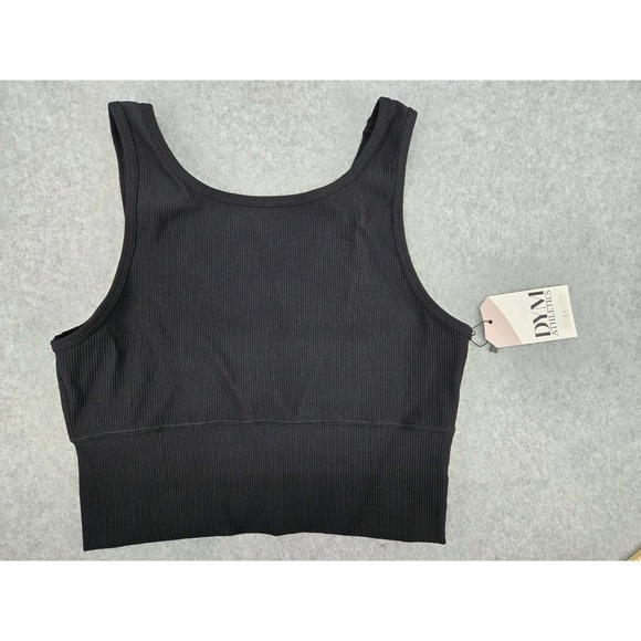NWT‎ DYM Women's Black Ribbed Athletic Crop Top Size M - Picture 2 of 4